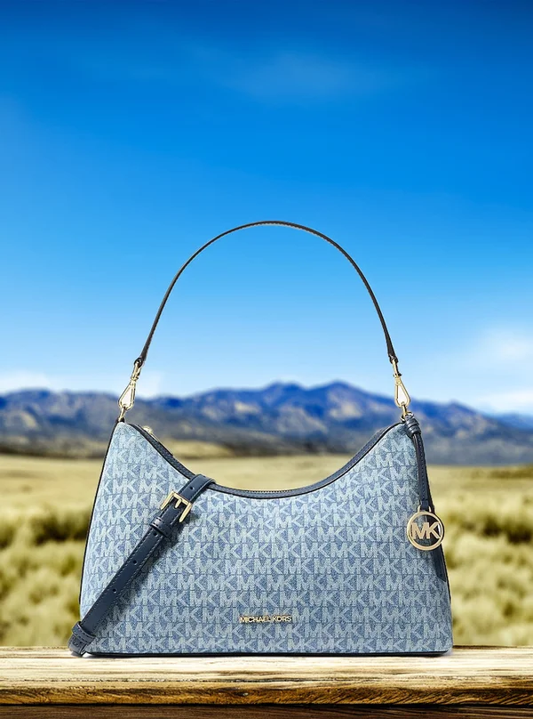Michael Kors Sammy Medium Logo Denim Convertible Shoulder Bag