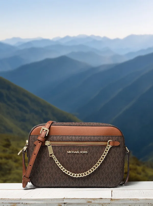 Michael Kors Jet Set Large Logo Crossbody Bag Brown