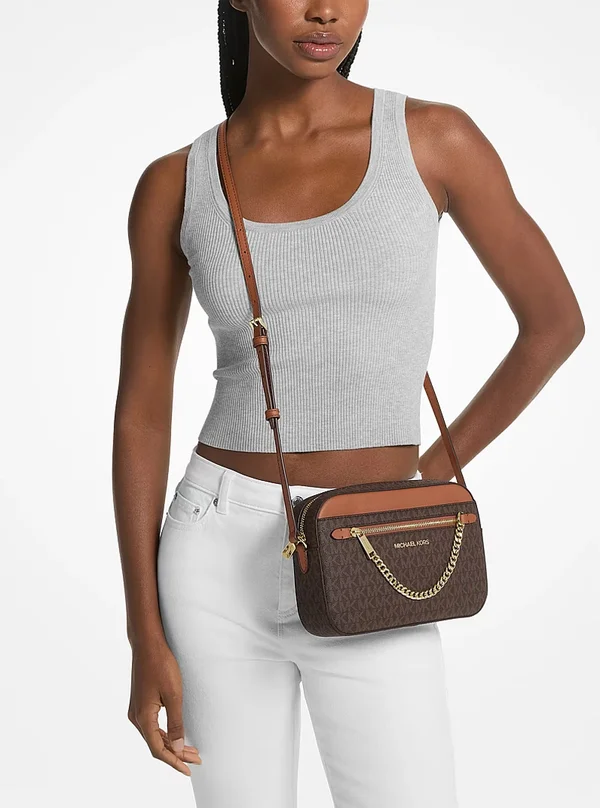 Michael Kors Jet Set Large Logo Crossbody Bag Brown