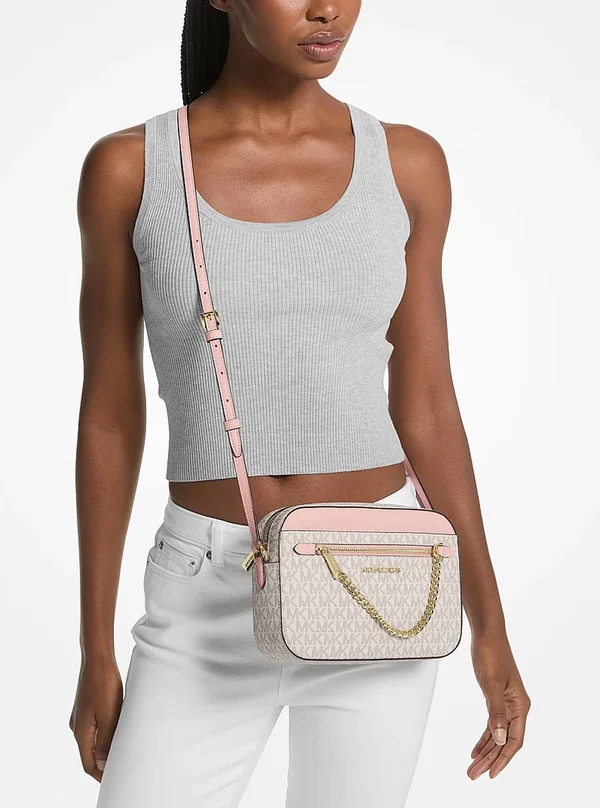 Michael Kors Jet Set Large Logo Crossbody Bag PWD Blush
