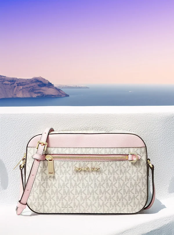 Michael Kors Jet Set Large Logo Crossbody Bag PWD Blush