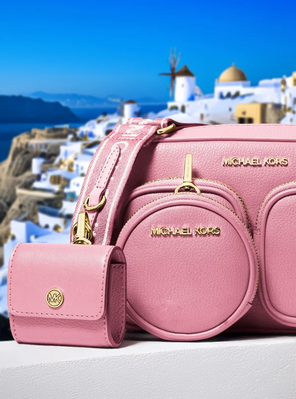 Michael Kors Travel Medium Leather Messenger Bag Carnation