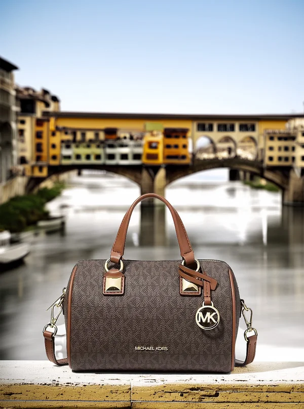 Michael Kors Small Logo Duffel Crossbody Bag Brown