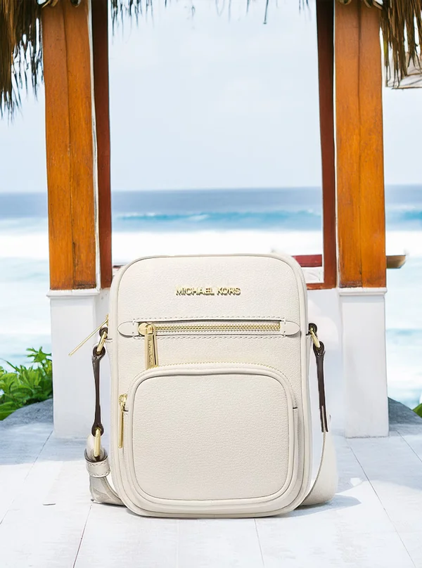 Michael Kors Travel Medium Leather Crossbody Bag Cream