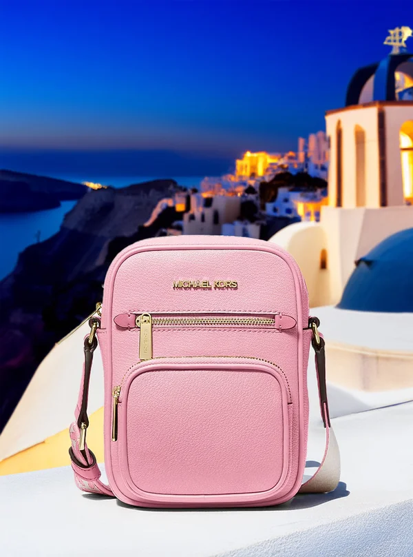 Michael Kors Travel Medium Leather Crossbody Bag Carnation