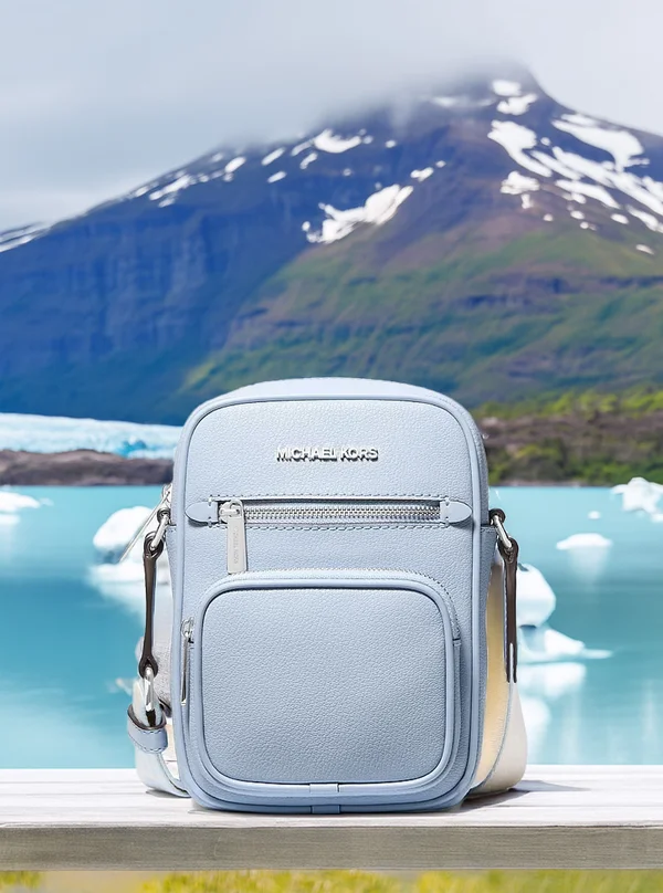 Michael Kors Travel Medium Leather Crossbody Bag Pale Ocean