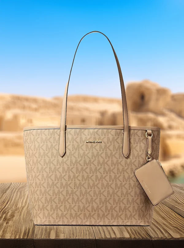 Michael Kors Large Logo Tote Bag with Pouch Camel