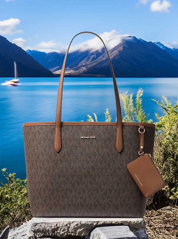 Michael Kors Large Logo Tote Bag with Pouch Brown