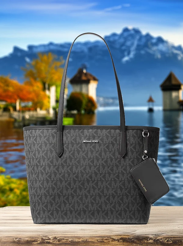 Michael Kors Large Logo Tote Bag with Pouch Black