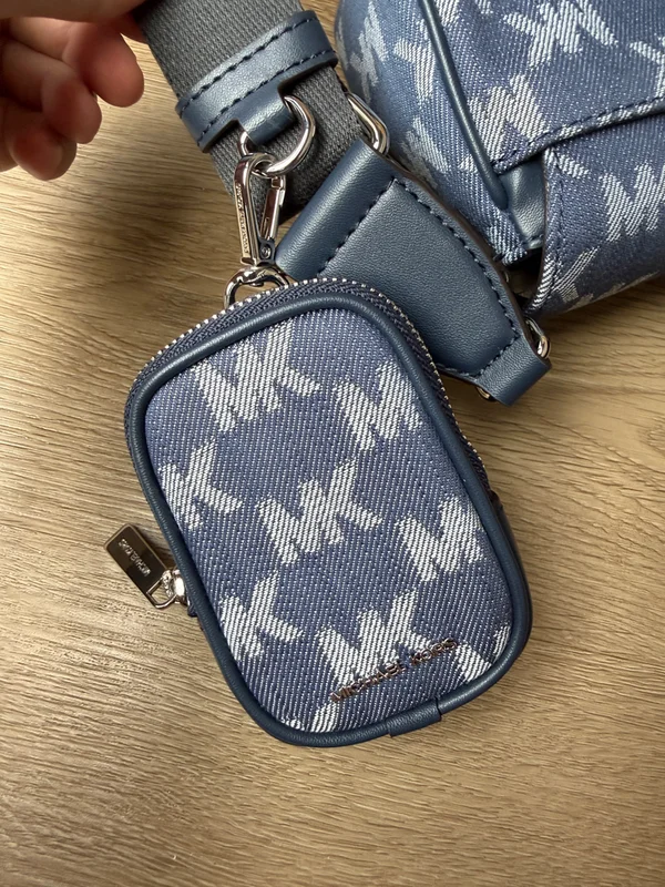 Michael Kors Travel Small Jacquard Denim Crossbody Bag With Pouch