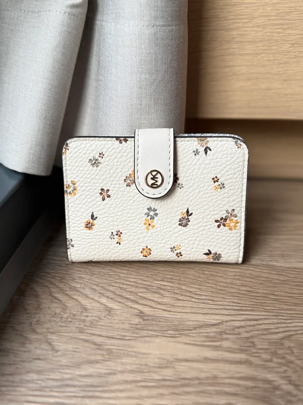 Michael Kors Small Floral Printed Wallet Light Cream