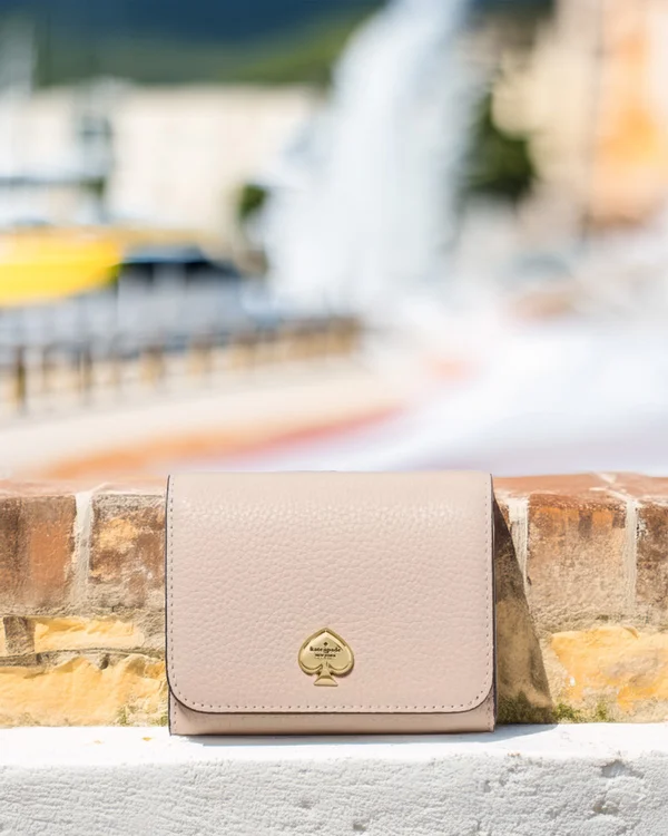 Kate Spade Kayla Small L-Zip Wallet Hay