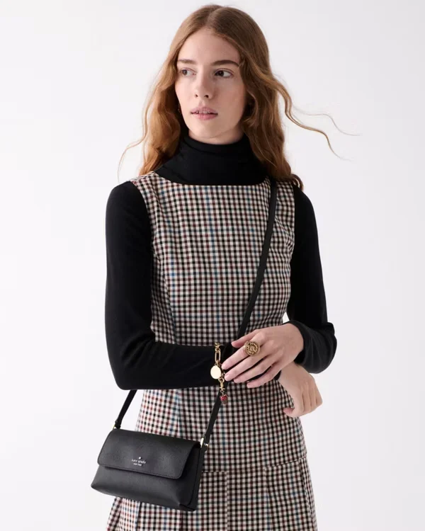 Kate Spade Gwen Textured Patent Crossbody Bag Black
