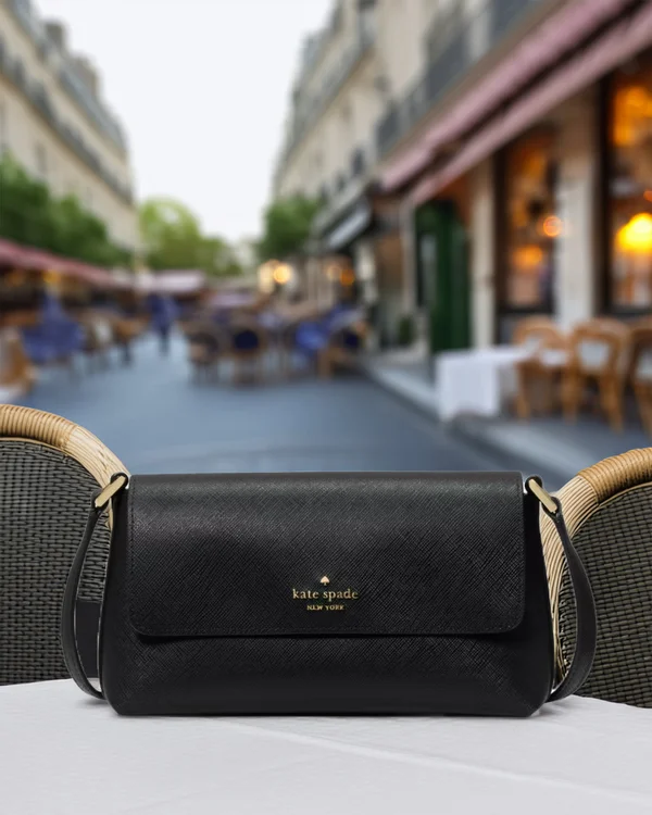 Kate Spade Gwen Textured Patent Crossbody Bag Black