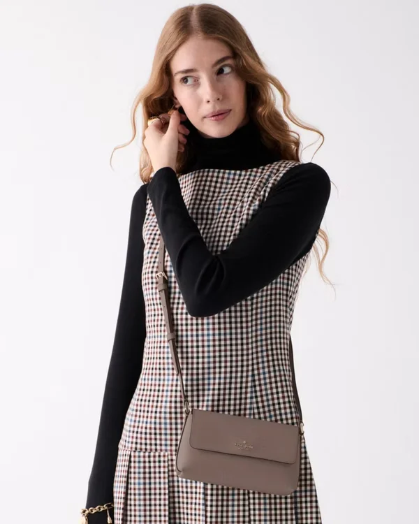 Kate Spade Gwen Textured Patent Crossbody Bag Mineral Grey
