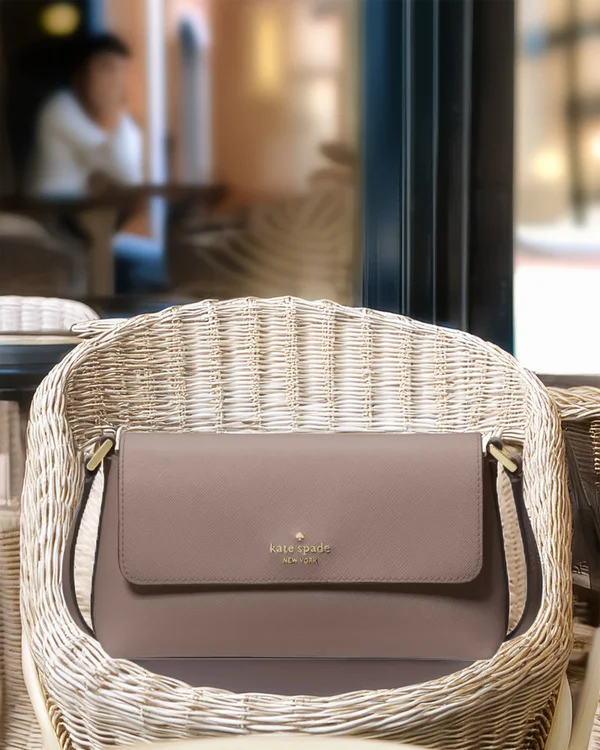 Kate Spade Gwen Textured Patent Crossbody Bag Mineral Grey