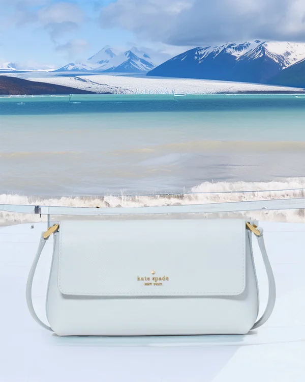 Kate Spade Gwen Textured Patent Crossbody Bag Pale Hydrangea