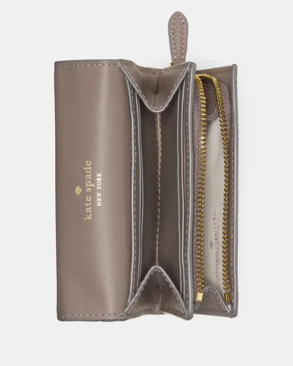 Kate Spade Textured Patent Small L-Zip Wallet Mineral Grey
