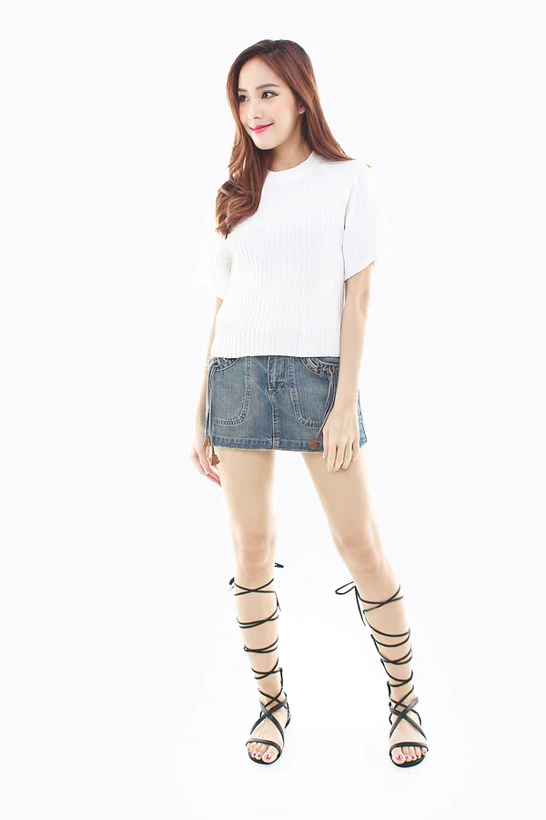 Understated Urbanity Ribbed Knit Top White