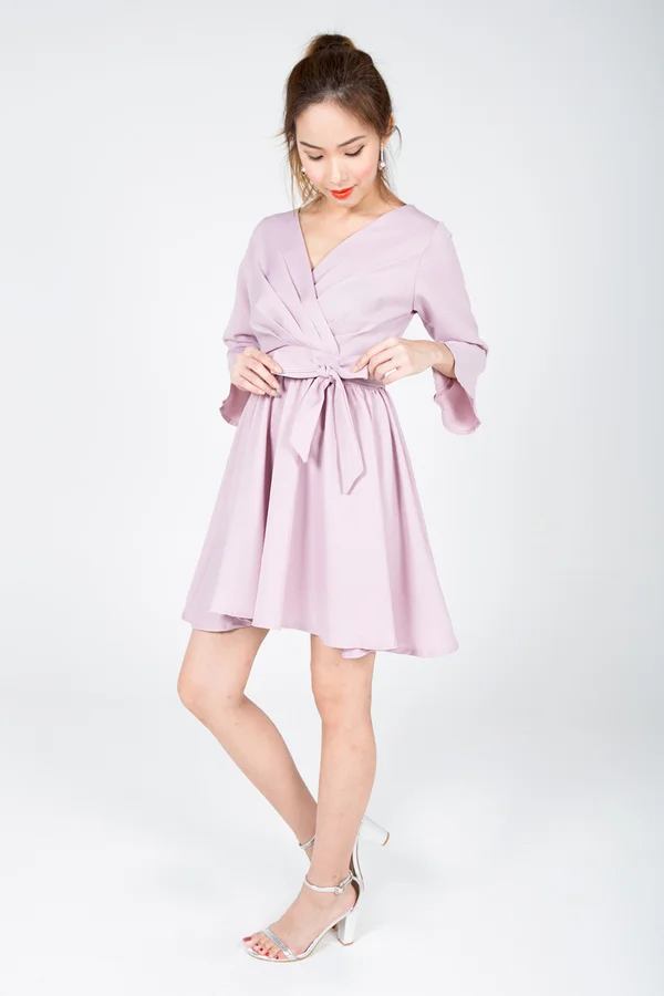 Pleated Gathering Dress Rose Pink