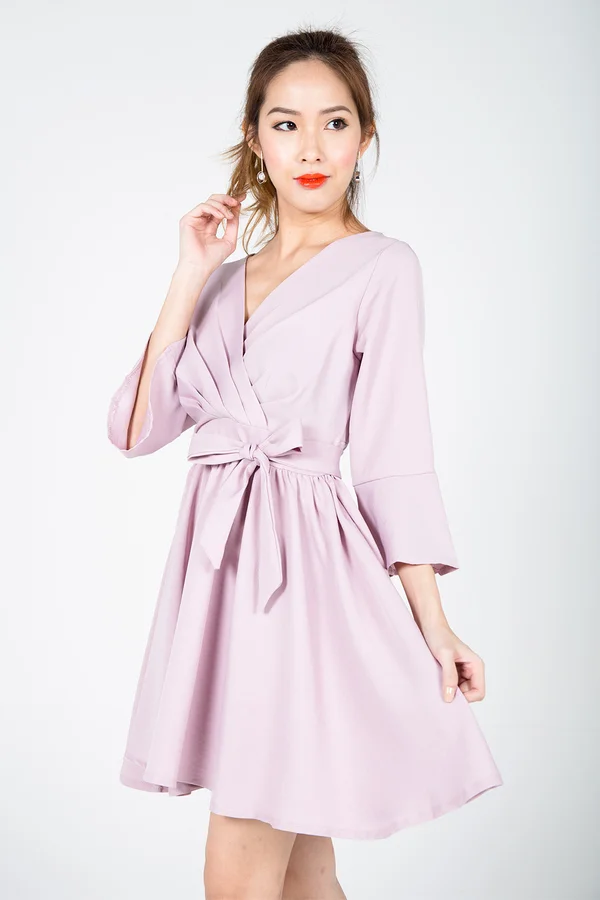 Pleated Gathering Dress Rose Pink