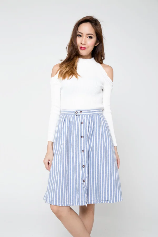 *RESTOCKED* Lucky Lineup Cutout Knit Top White