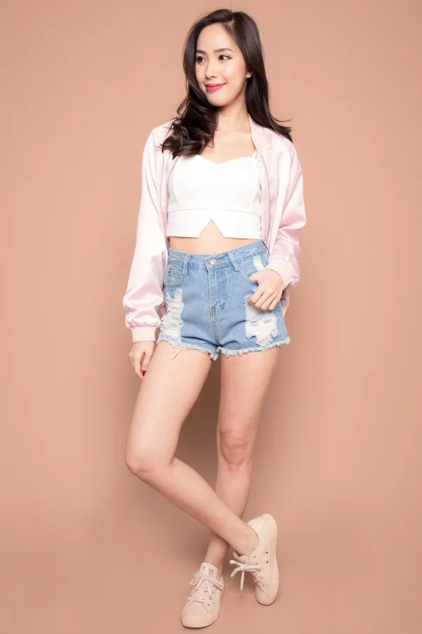 Dante Distressed Denim Cutoffs Light Denim