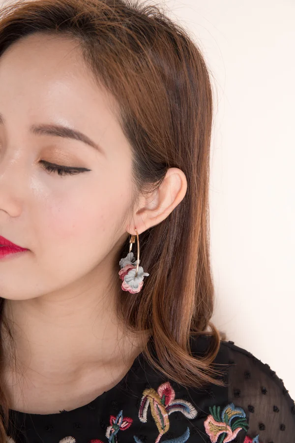 Petals Aflutter Hoop Earrings Fall Mutes
