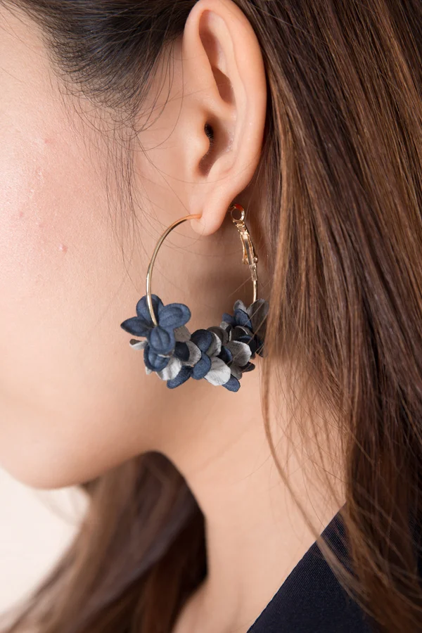 Petals Aflutter Hoop Earrings Wintry Blue