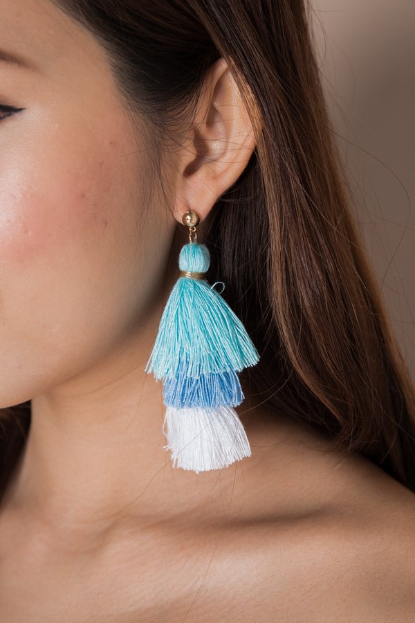 *RESTOCKED* Studded Spectacle Tassel Earrings Ocean