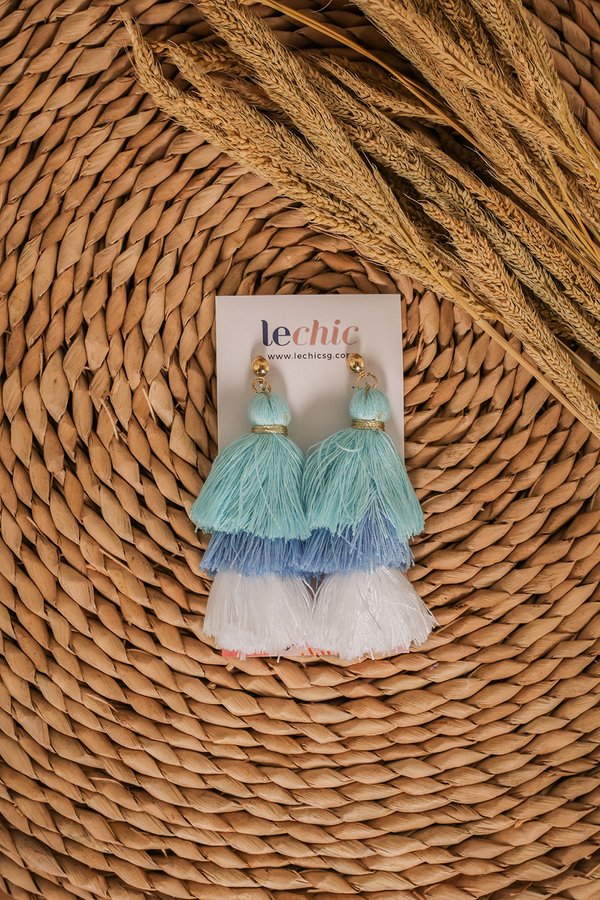 *RESTOCKED* Studded Spectacle Tassel Earrings Ocean