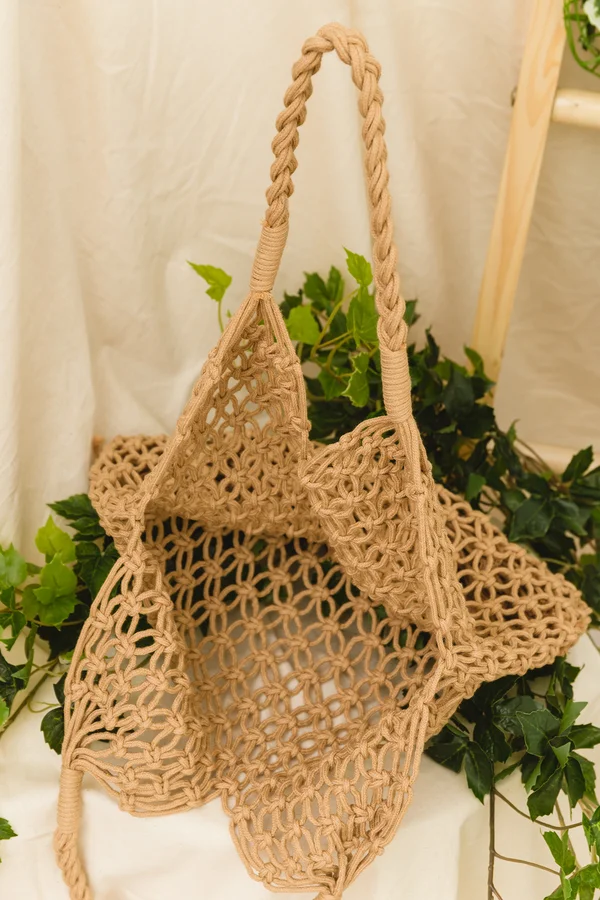 Netted Necessity Woven Bag Camel