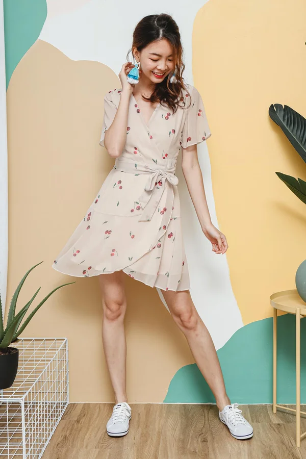 Cherry Cheery Tiers Wrap Dress