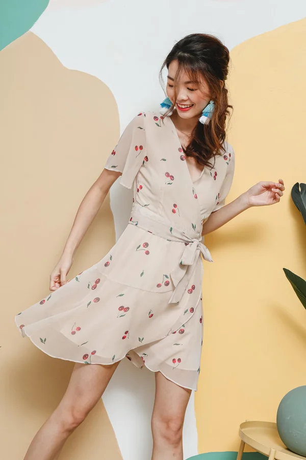 Cherry Cheery Tiers Wrap Dress