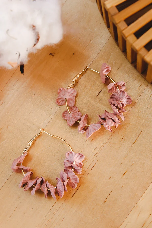 Petals Aflutter Hoop Earrings Blush