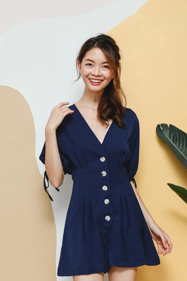 Buttoned Goals Pintuck Romper