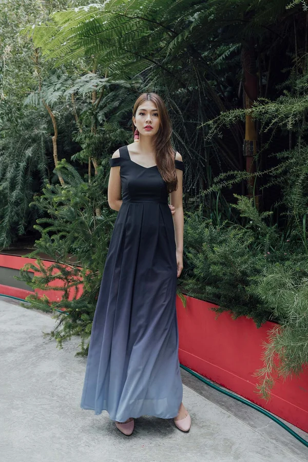 Ombre Lengths Cutout Maxi Dress Smoke