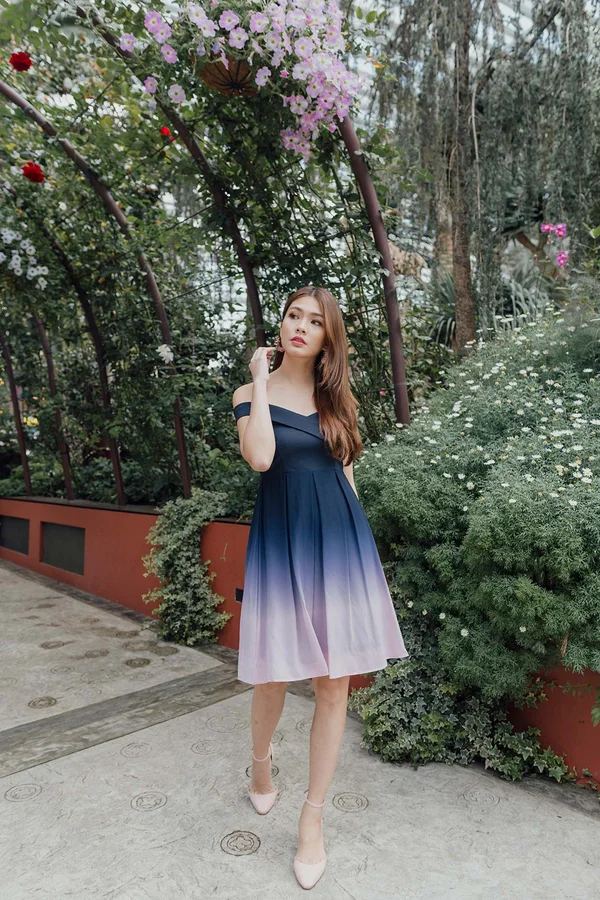 Ombre Contours Dress Pastel Sky