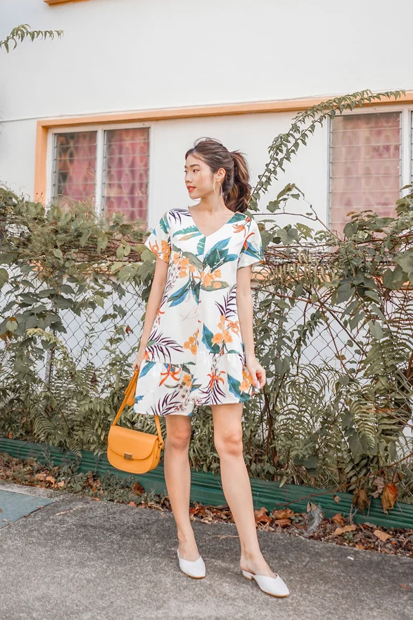 Island Hopping Tropics Uneven Hem Dress Forest