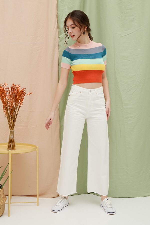 Primary Colours Rainbow Stripe Knit Top Pink