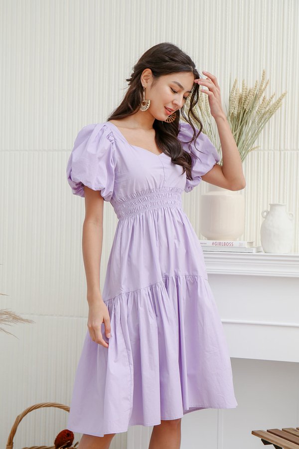 Lilac Dreams Alight Smocked Midi Dress