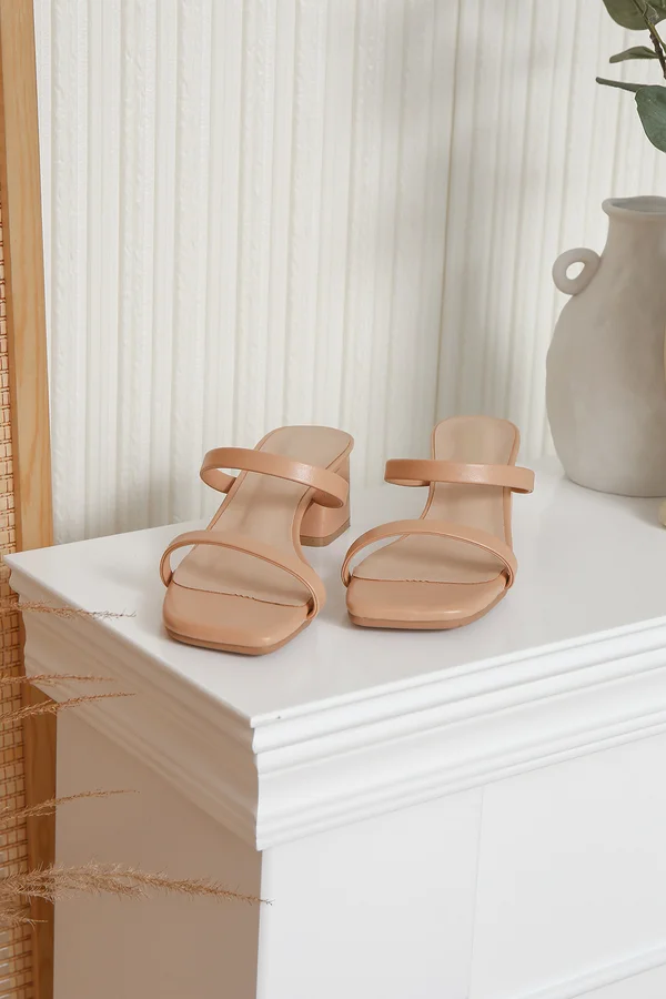 Simple Steps Ahead Strap Heels Nude