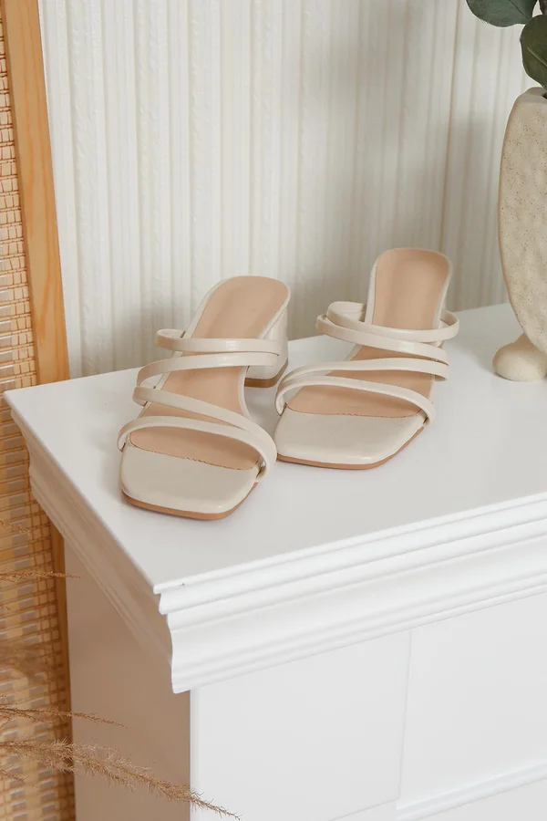 Heightened Security Strappy Heels White
