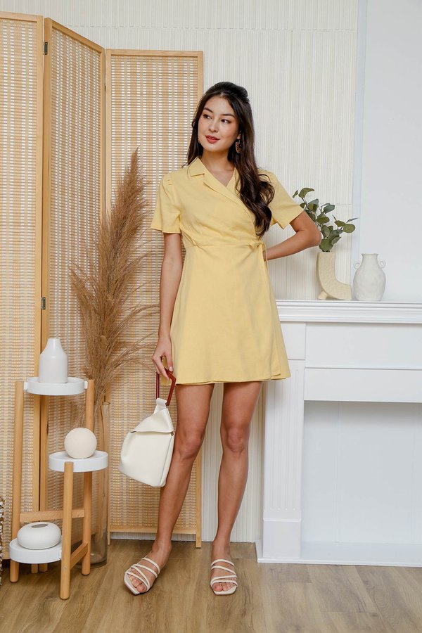 Linen Well Made Blazer Wrap Dress Yellow