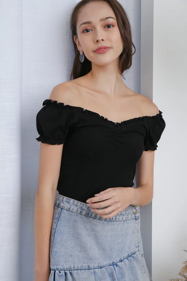 Basically Perfect Ribbed Knit Tee Black
