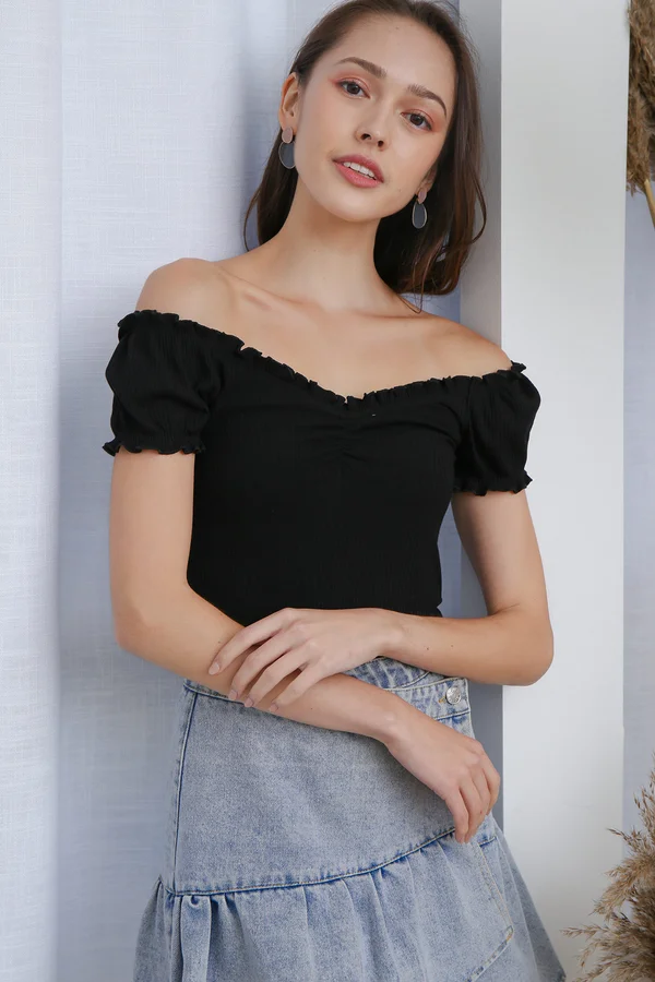 Basically Perfect Ribbed Knit Tee Black