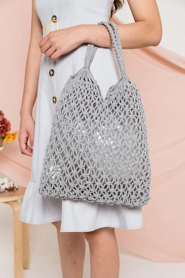 Netted Necessity Woven Bag Grey