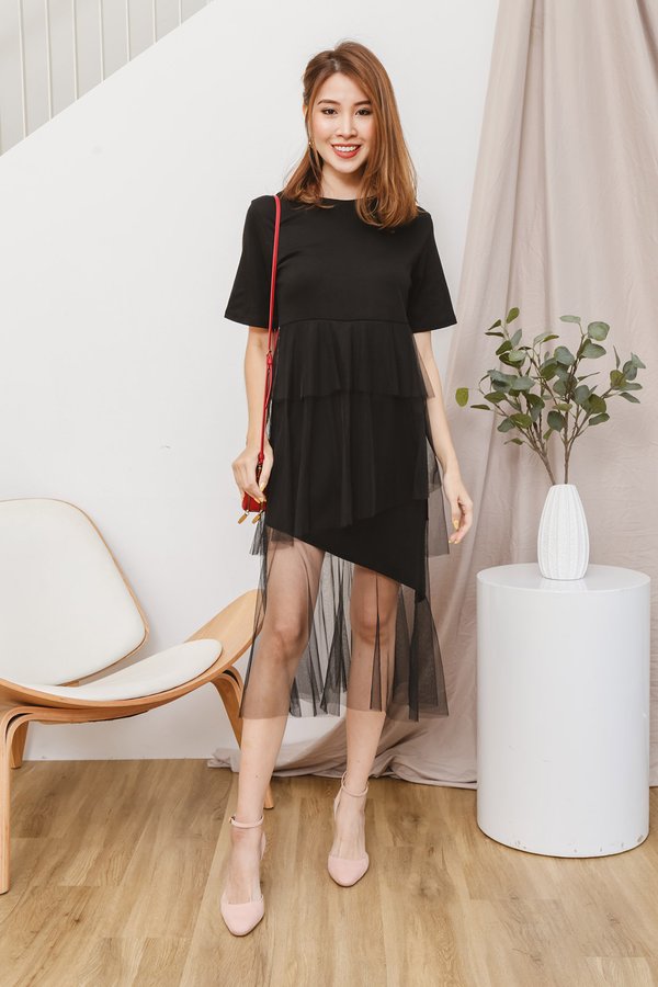 Tulle The End of Time Tee Midi Dress Black