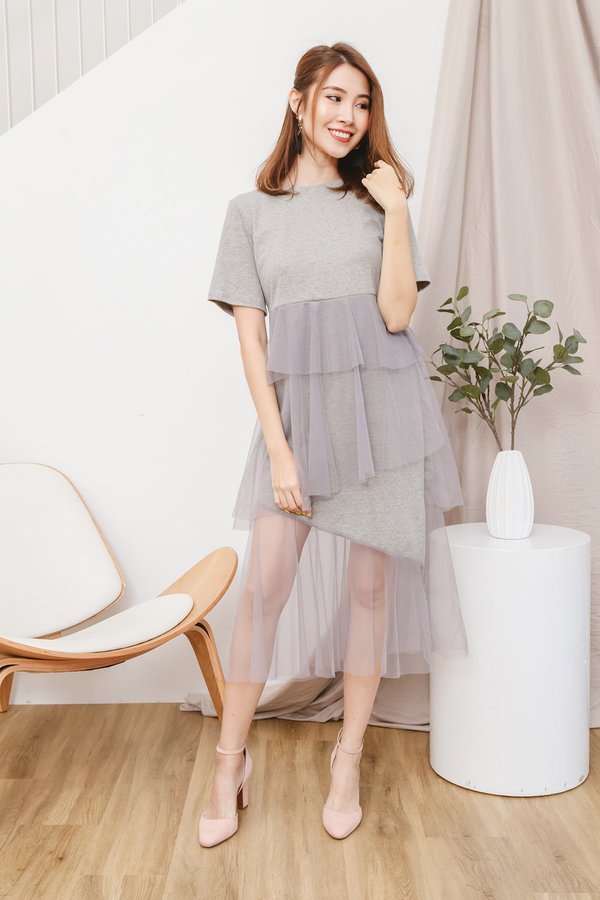 Tulle The End of Time Tee Midi Dress Ash Grey