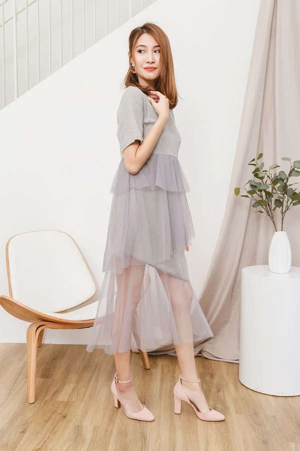 Tulle The End of Time Tee Midi Dress Ash Grey